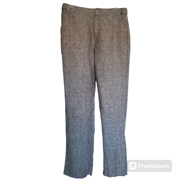 ☕ Coldwater Creek Black and White Linen Pants with Hidden Stretch-Waist Size 10 - Picture 1 of 8
